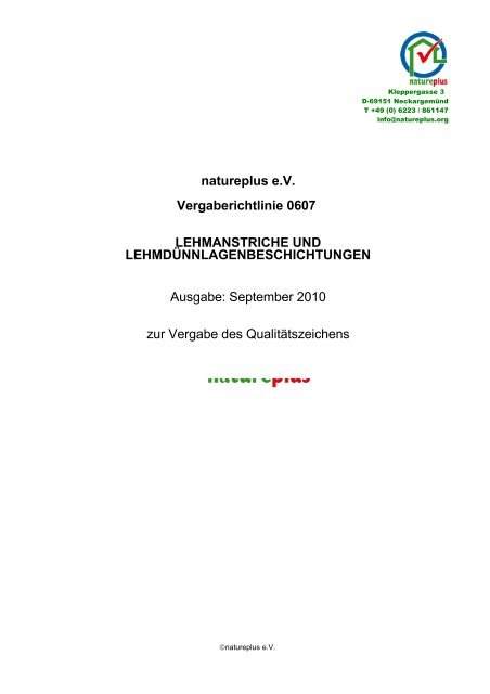 RL0607 Lehmanstriche und ... - natureplus e.V.