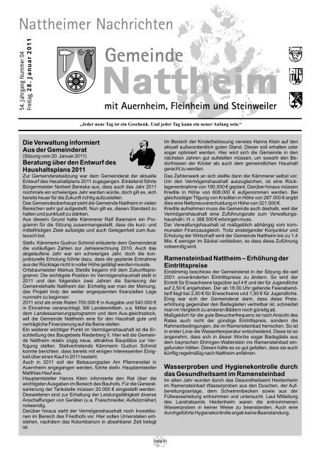 Die Verwaltung informiert Aus der Gemeinderat Beratung ... - Nattheim