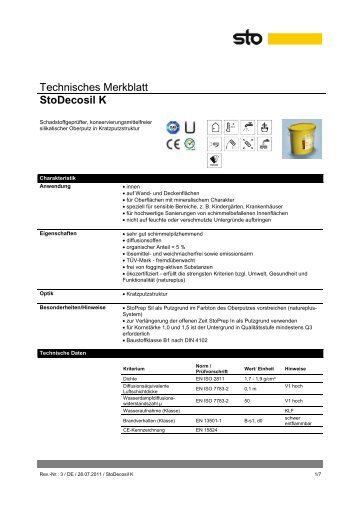 Technisches Merkblatt StoDecosil K - natureplus