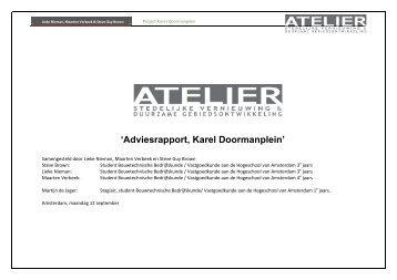 'Adviesrapport, Karel Doormanplein' - Stadsdeel West