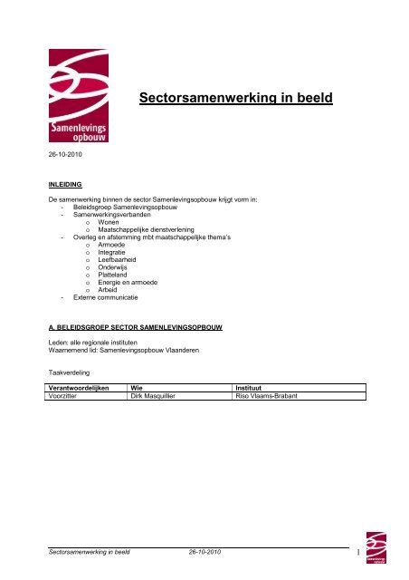 Sectorsamenwerking in beeld - Samenlevingsopbouw