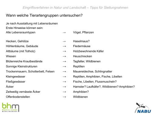 Eingriffsverfahren in Natur und Landschaft – Tipps für Stellungnahmen