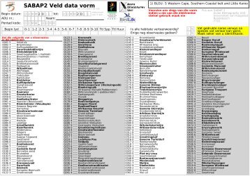 SABAP2 Veld data vorm