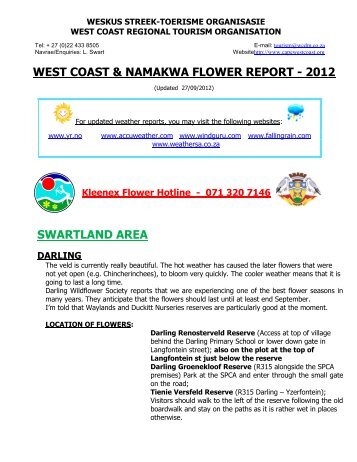 west coast & namakwa flower report - 2012 ... - Get a Free Blog