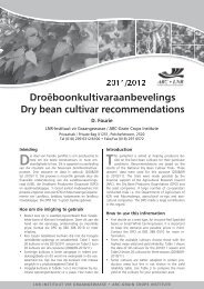 Droëboonkultivaraanbevelings Dry bean cultivar recommendations