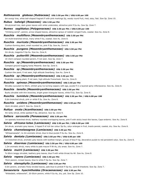 Silverhill Seeds Catalogue 25 April 2013 (alphabetically)