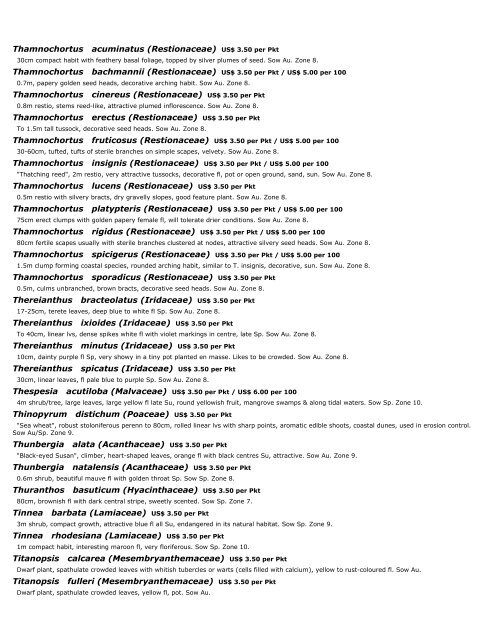 Silverhill Seeds Catalogue 25 April 2013 (alphabetically)