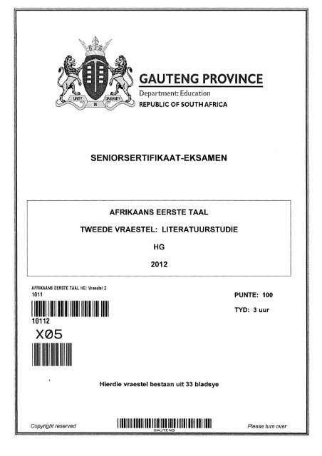 Afrikaans L1 P2 HG - Gauteng Department of Education