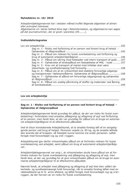Arbejdsmiljøklagenævnets årsberetning 2010 - Ankestyrelsen