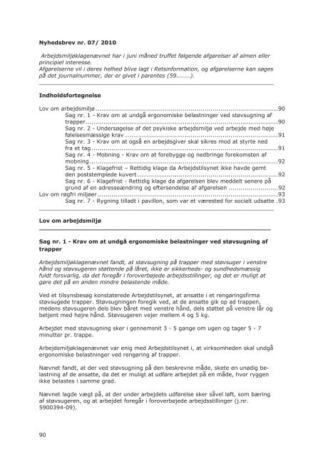 Arbejdsmiljøklagenævnets årsberetning 2010 - Ankestyrelsen