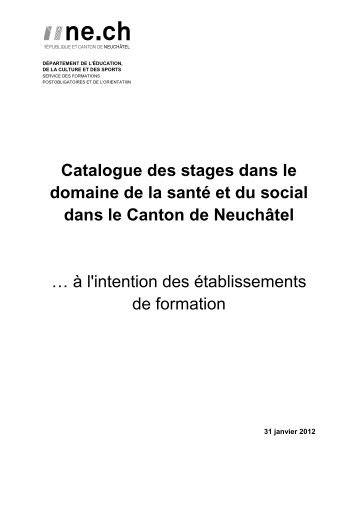 Catalogue des stages dans le domaine de la santé et du social dans ...