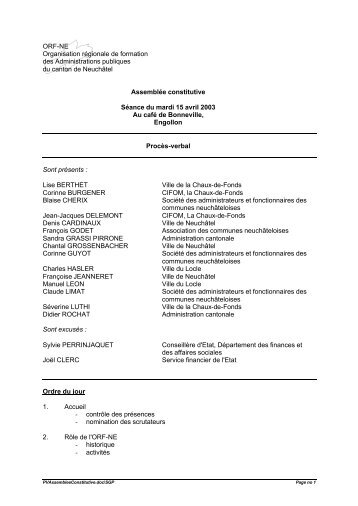 Assemblée constitutive (pdf/230Kb) - Canton de Neuchâtel