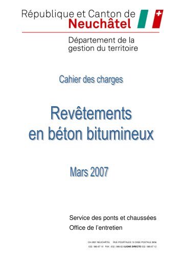 Service des ponts et chaussées Office de l'entretien - Canton de ...