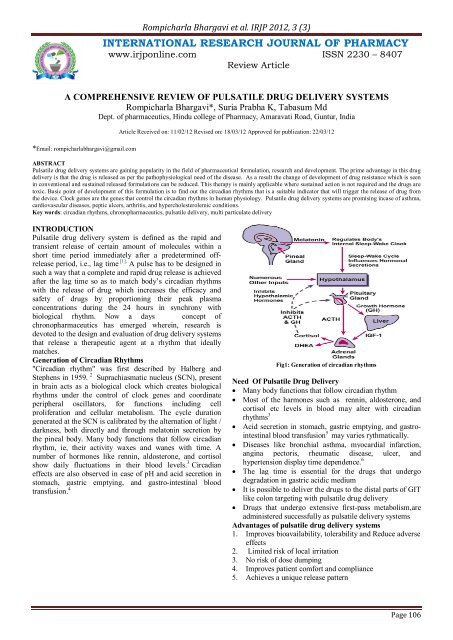 a comprehensive review of pulsatile drug delivery systems