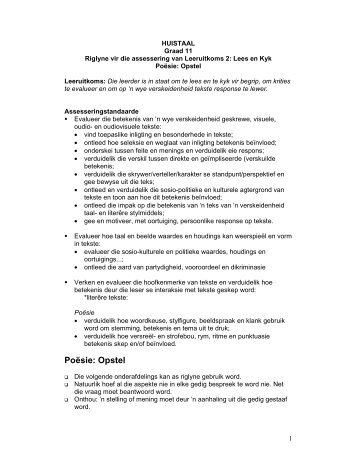 HUISTAAL.riglyne vir opstel-tipe vraag in letterkunde _ gedigtedoc