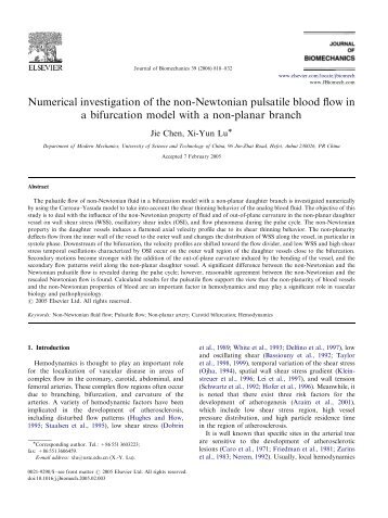 Numerical investigation of the non-Newtonian pulsatile blood flow in ...