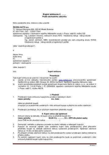 Kupní smlouva č. …… - NetBid