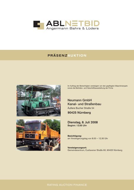 und Straßenbau 90425 Nürnberg Dienstag, 8. Juli 2008 - NetBid