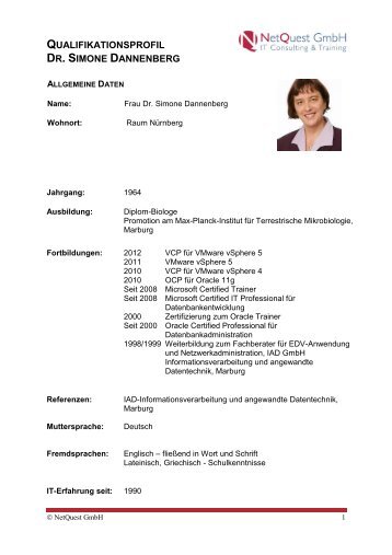 qualifikationsprofil dr. simone dannenberg - NetQuest GmbH