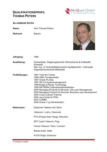 qualifikationsprofil thomas peters - NetQuest GmbH