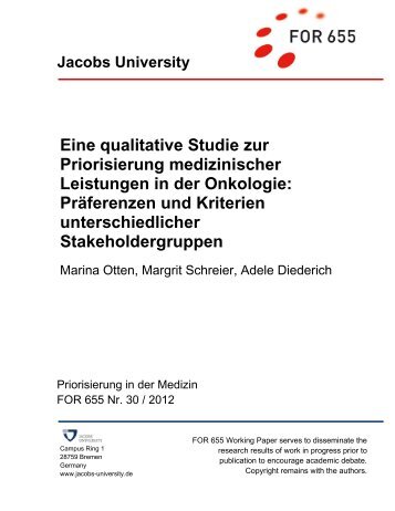 Eine qualitative Studie zur Priorisierung medizinischer Leistungen in ...