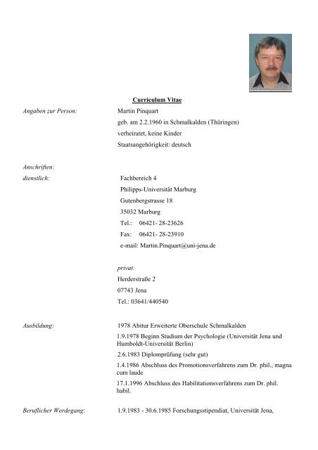 Curriculum Vitae - Friedrich-Schiller-Universität Jena