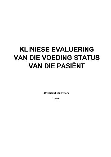 kliniese evaluering van die voeding status van die pasiënt