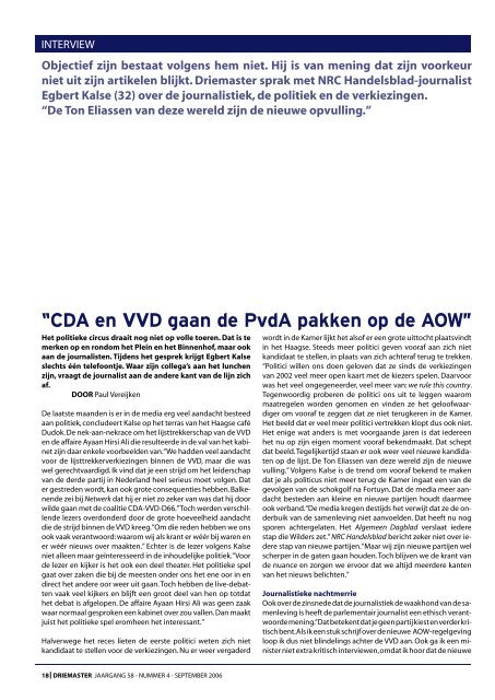 Journalist Egbert Kalse: ”CDA en VVD gaan de ... - Bandwerkplus.nl