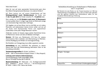 Kinderfreizeit Flyer Anspach - Neu-Anspach