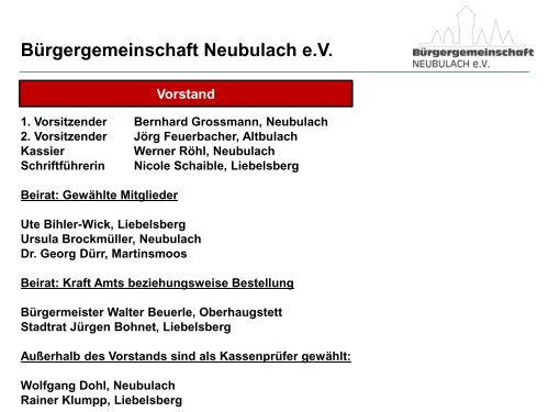 Bürgergemeinschaft Neubulach e.V.