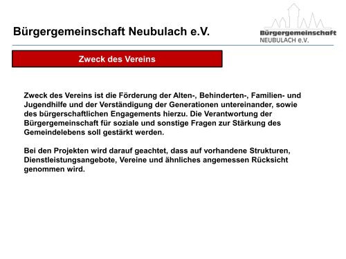 Bürgergemeinschaft Neubulach e.V.