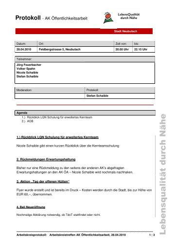 Protokoll zur Sitzung vom 28. April 2010 - Neubulach
