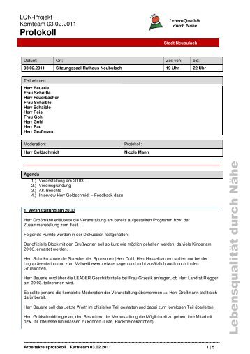 Protokoll zur Sitzung vom 3. Februar 2011 - Neubulach