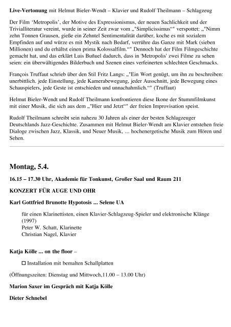Stadtmusik-Programm 2004 als pdf - Institut für Neue Musik und ...