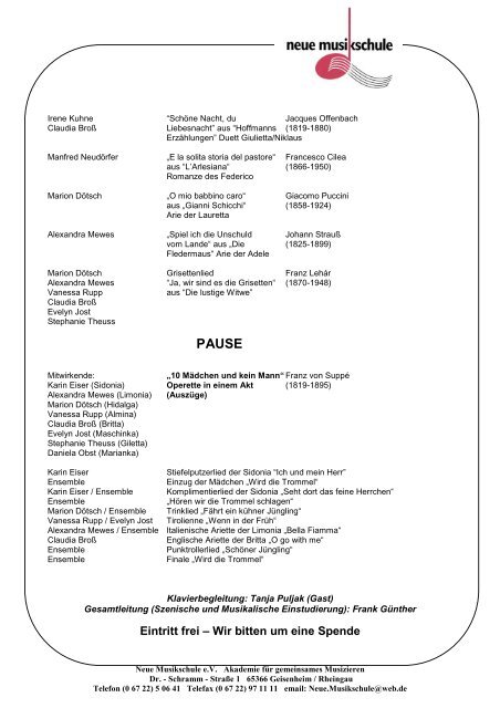 Programm Klassenkonzert 09.05.2010- 1. Seite - der Neuen ...