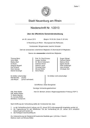 Protokoll 28.01.2013.pdf - Stadt Neuenburg am Rhein