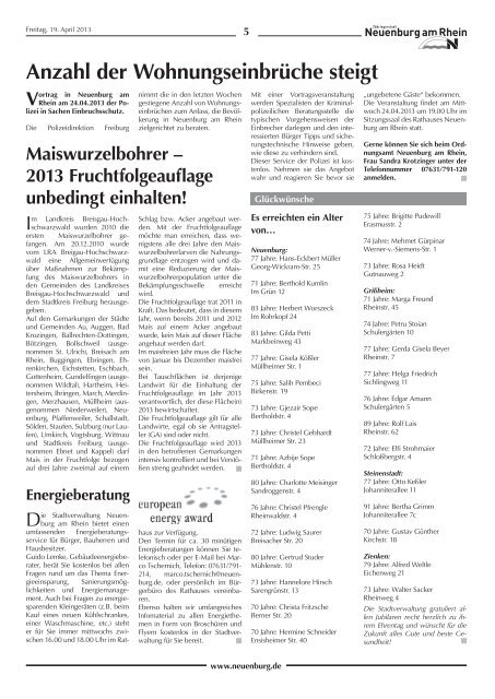 Stadtzeitung KW 16 - Stadt Neuenburg am Rhein