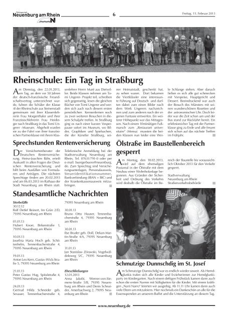 Stadtzeitung KW 07 - Stadt Neuenburg am Rhein