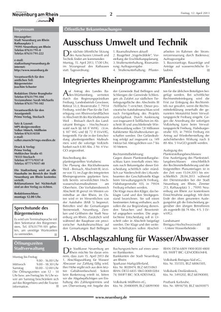 Stadtzeitung KW 15 - Stadt Neuenburg am Rhein