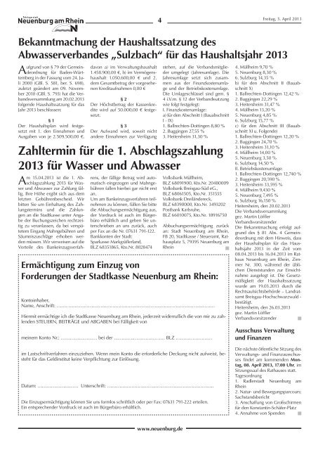 Stadtzeitung KW 14 - Stadt Neuenburg am Rhein