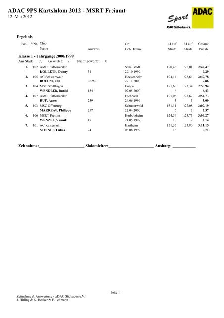 ADAC 9PS Kartslalom 2012 - MSRT Freiamt