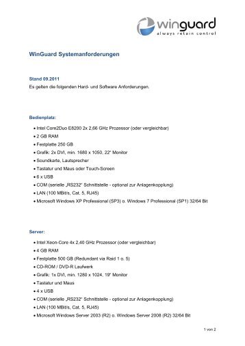 WinGuard Systemanforderungen - WinGuard by Advancis Software ...