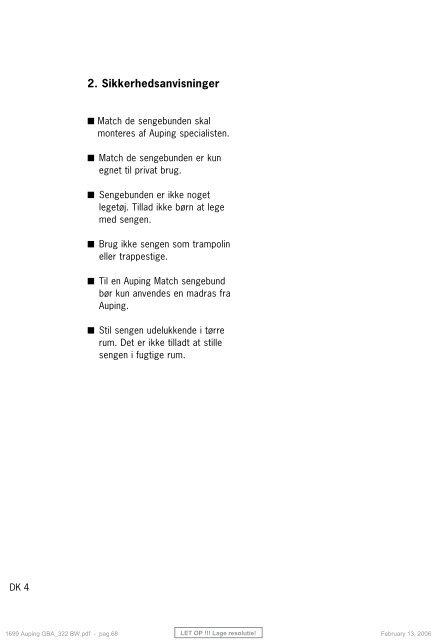 Type 322 Auping Match - Auping Service Manual