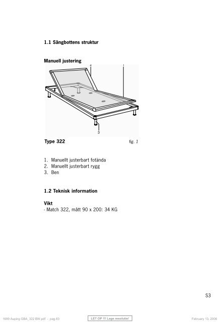 Type 322 Auping Match - Auping Service Manual