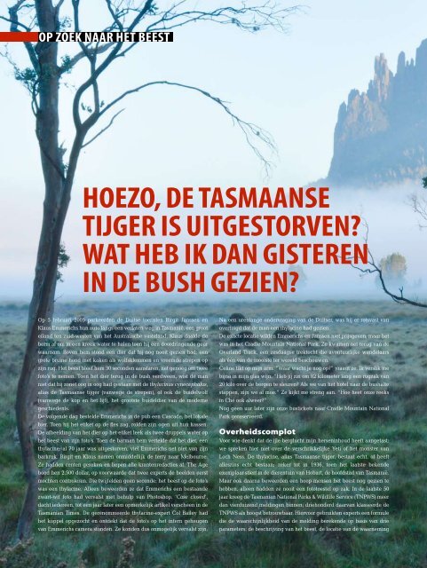 HOEZO, DE TASMAANSE TIJGER IS UITGESTORVEN? WAT HEB ...