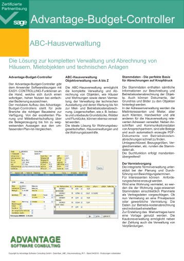 Datenblatt ABC-Hausverwaltung - Advantage Software
