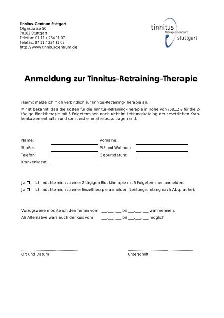 Tinnitus Retraining Blocktherapie - NeuroCafe Stuttgart