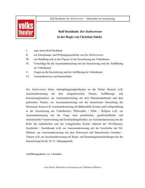 Stellvertreter Schulmaterialien - Münchner Volkstheater