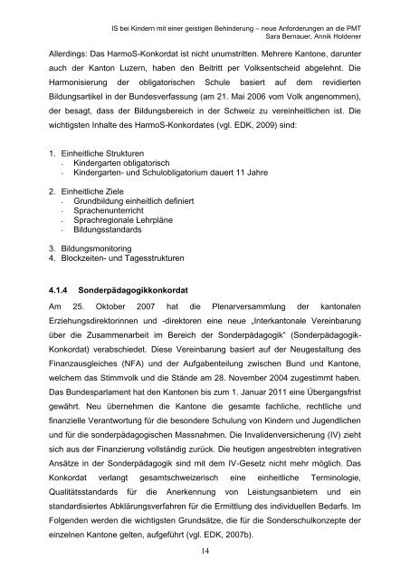 Integrative Sonderschulung bei Lernenden mit einer ... - BSCW