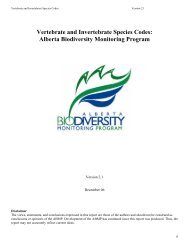 Vertebrate and Invertebrate Species Codes: Alberta Biodiversity ...